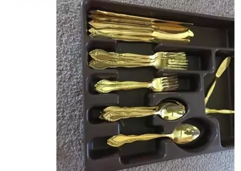 Gold plated silverware