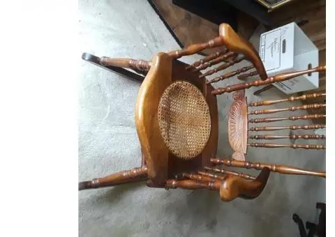 Wooden Rocker with Caned Seat