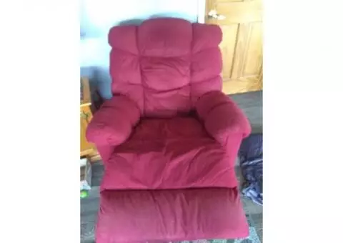 Red rocking loung chair.