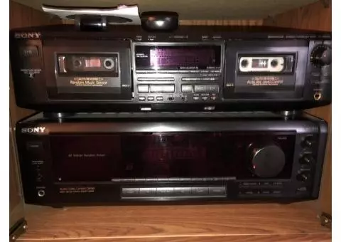 Stero, 5disc CD player , cassette deck and two Panasonic Thruster speaker