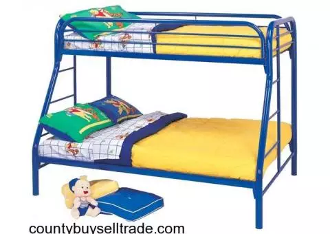 bunk bed twin over double metal blue