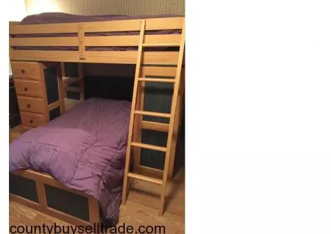 Bunk Bed Set with desk/drawers/bookshelves