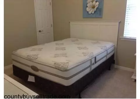 Queen mattress, boxspring, frame and headboard