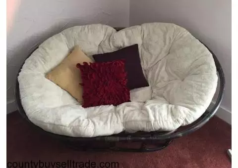 Pier One Two-person Papasan Loveseat