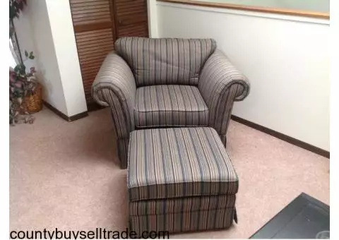 queen size sleeper sofa, over sized chair and ottoman