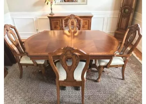 Hardwood Dining Room Table and Buffet