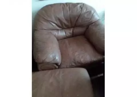 leather couch and 2 armchairs