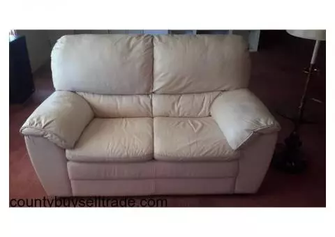 White Leather Loveseat